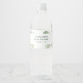Eucalyptus Botanical Script Baby shower Waterfles Etiket (Voorkant)