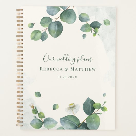Eucalyptus Botanical Script Greenery Wedding Planner (Voorkant)