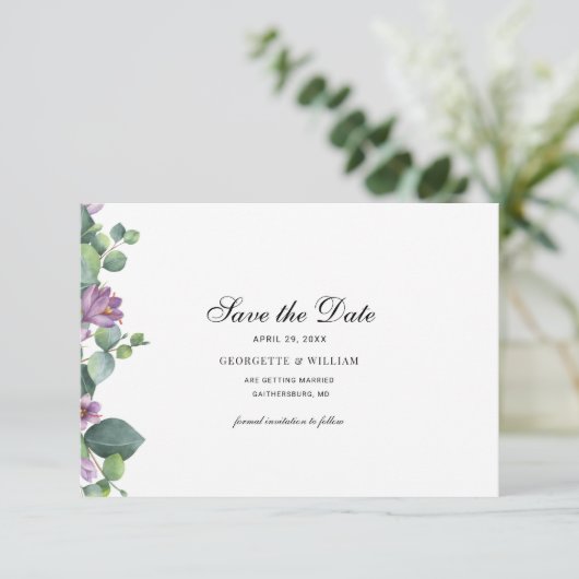 Eucalyptus Botanical Script Weddenschap Save the D (Staand voorkant)
