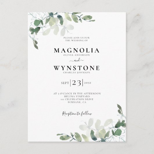 Eucalyptus Botanical Weddenschap Briefkaart (Voorkant)