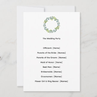 Eucalyptus Botanical Wedding Ceremony Program