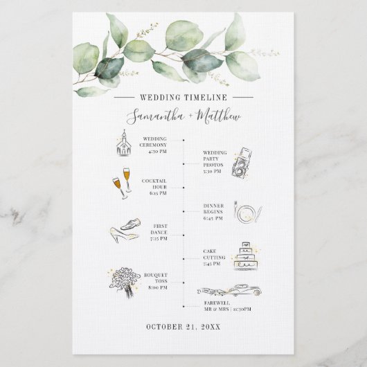 Eucalyptus Botanical Weduwprogramma Briefpapier (Voorkant)