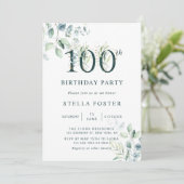 Eucalyptus Botanisch 100e Verjaardagsfeestje Kaart (Staand voorkant)