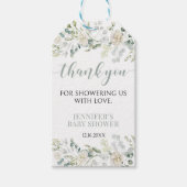 Eucalyptus Botanisch Baby shower Dank u Labels Cadeaulabel (Voorkant)