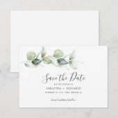 Eucalyptus botanisch blad bruiloft save the date (Voorkant / Achterkant)