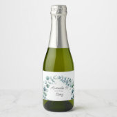 Eucalyptus Botanisch Blad Bruiloft Sparkling Wijnetiket (Voorkant)
