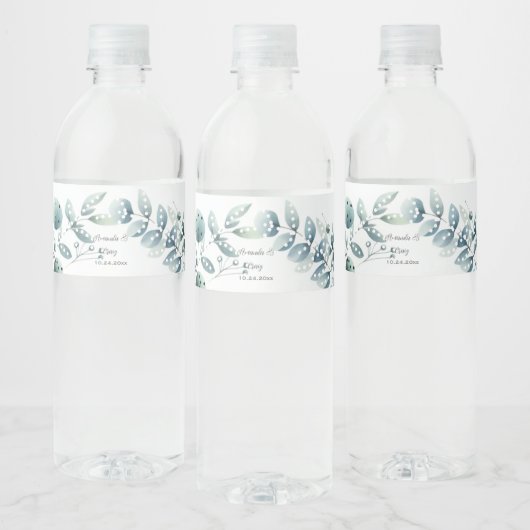 Eucalyptus Botanisch Blad Bruiloft Waterfles Etiket (Flessen)