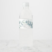 Eucalyptus Botanisch Blad Bruiloft Waterfles Etiket (Voorkant)