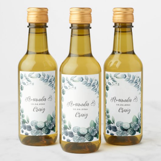 Eucalyptus Botanisch Blad Bruiloft Wijn Etiket (Flessen)