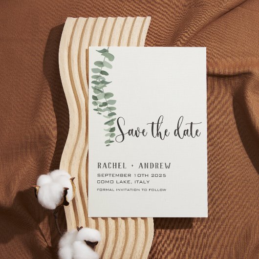 Eucalyptus botanisch Bruiloft elegant modern eenvo Save The Date