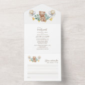 Eucalyptus Botanisch en Beer Baby shower All In One Uitnodiging (Binnen)