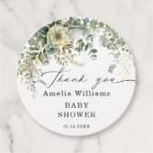 Eucalyptus Botanisch Goud Baby shower Dank u Bedankjes Labels (Voorkant)