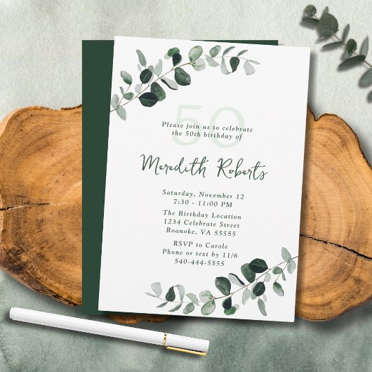 Eucalyptus Botanisch groen 50e verjaardag Kaart