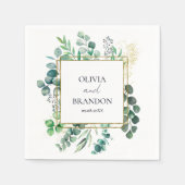 Eucalyptus Botanisch Groen Blad Bruiloft Servet (Voorkant)