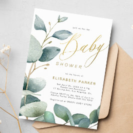 Eucalyptus botanisch groen gebladerte baby shower kaart
