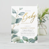 Eucalyptus botanisch groen gebladerte baby shower kaart (Staand voorkant)