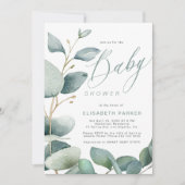 Eucalyptus botanisch groen gebladerte baby shower kaart (Voorkant)
