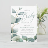 Eucalyptus botanisch groen gebladerte baby shower kaart (Staand voorkant)