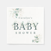 Eucalyptus Botanisch Groen Letter Baby shower Servet (Voorkant)