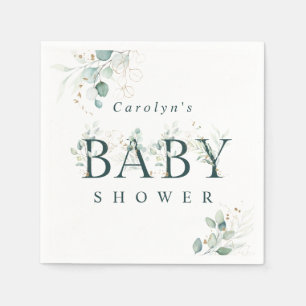 Eucalyptus Botanisch Groen Letter Baby shower Servet