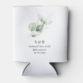 Eucalyptus Botanisch Monogram Bruiloft Blikjeskoeler (Voorkant)