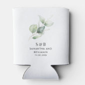 Eucalyptus Botanisch Monogram Bruiloft Blikjeskoeler (Achterkant)