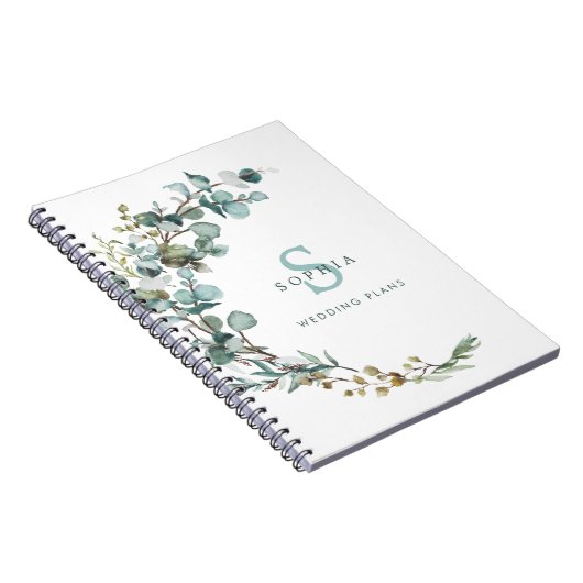 Eucalyptus Botanisch Monogram Huwelijksnotitieboek Notitieboek (Rechterzijde)