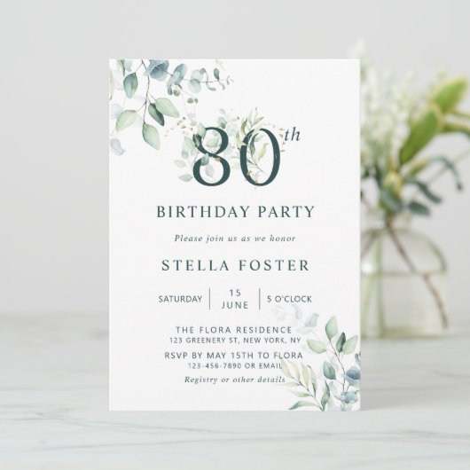 Eucalyptus Botanisch nummer 80e geboortedag Kaart (Staand voorkant)