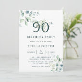 Eucalyptus Botanisch Nummer 90ste Verjaardagsfeest Kaart (Staand voorkant)