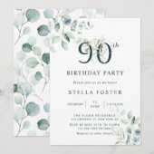 Eucalyptus Botanisch Nummer 90ste Verjaardagsfeest Kaart (Voorkant / Achterkant)