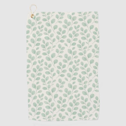 Eucalyptus botanisch patroon golfhanddoek (Voorkant)