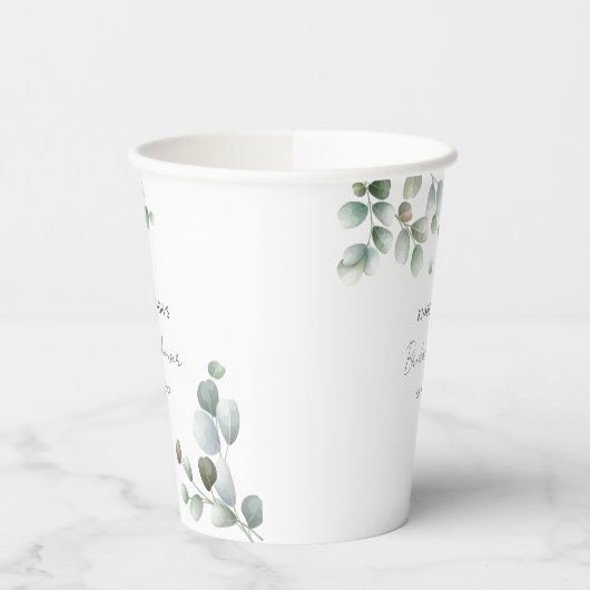 Eucalyptus Botanisch Schrift Minimalistische Bruid Papieren Bekers (Links)