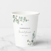 Eucalyptus Botanisch Schrift Minimalistische Bruid Papieren Bekers (Voorkant)