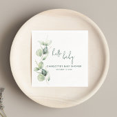 Eucalyptus Botanisch Script Baby shower Papier Servet