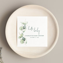 Eucalyptus Botanisch Script Baby shower Papier