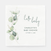 Eucalyptus Botanisch Script Baby shower Papier Servet (Voorkant)