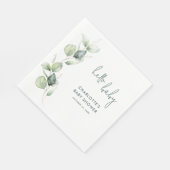 Eucalyptus Botanisch Script Baby shower Papier Servet (Hoek)