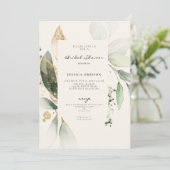 Eucalyptus Botanische Aquarel Bruidsdouche Ecru Kaart (Staand voorkant)