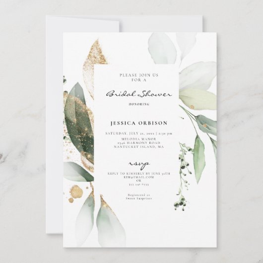 Eucalyptus Botanische Aquarel Bruidsdouche Kaart (Voorkant)