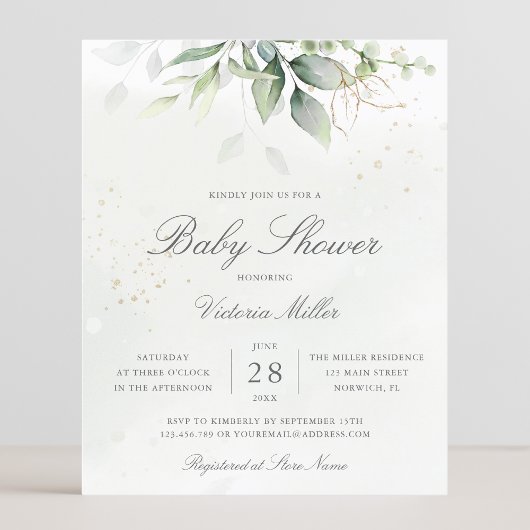 Eucalyptus Botanische Baby shower Begrotingsuitnod