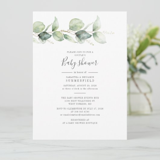 Eucalyptus Botanische Baby shower van Cesdoorn Ele Kaart (Staand voorkant)