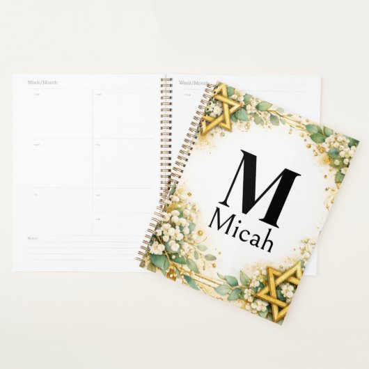 Eucalyptus botanische bloemengouden monogram planner (Display)