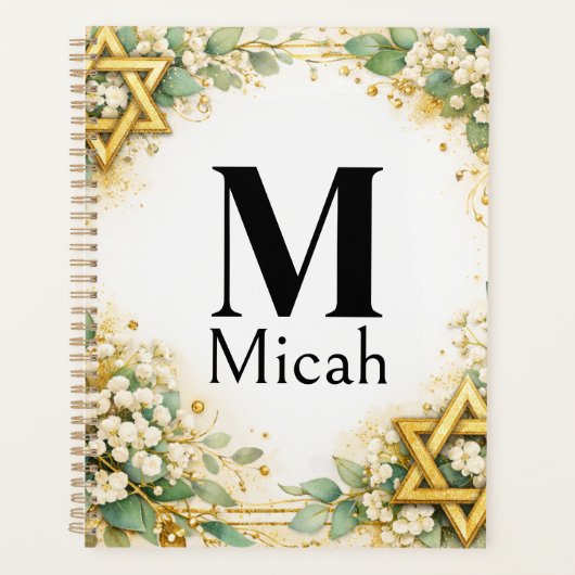 Eucalyptus botanische bloemengouden monogram planner (Voorkant)
