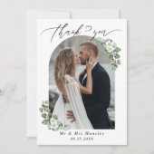 Eucalyptus botanische boog foto bruiloft bedankkaart (Voorkant)