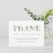 Eucalyptus botanische brief goud bedankkaart (Staand voorkant)