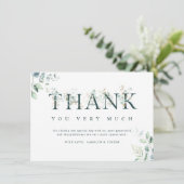 Eucalyptus botanische brief groen en wit bedankkaart (Staand voorkant)