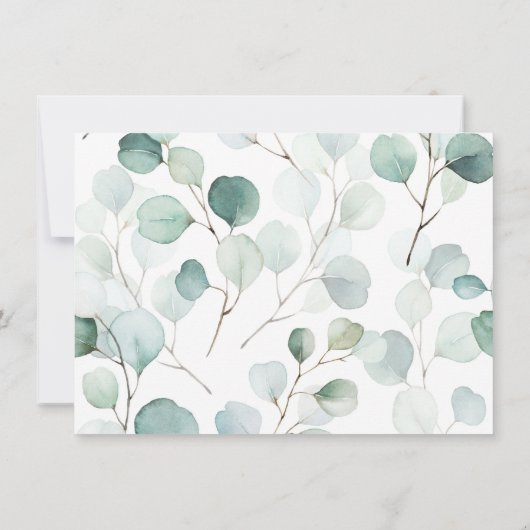 Eucalyptus botanische brief groen en wit bedankkaart (Achterkant)