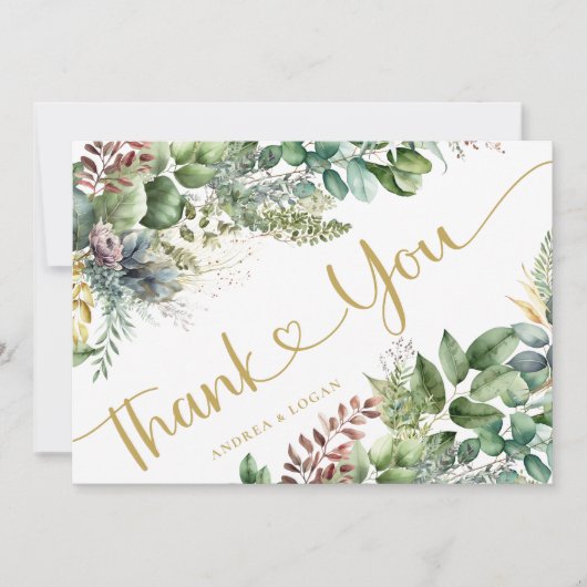 Eucalyptus Botanische Bruiloft Dank u Kaarten (Voorkant)