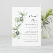 Eucalyptus Botanische bruiloft repetitie diner Kaart (Staand voorkant)