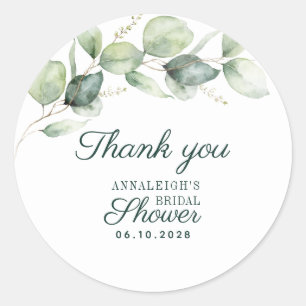 Eucalyptus Botanische Bruiloftsborrel Bedankt Ronde Sticker